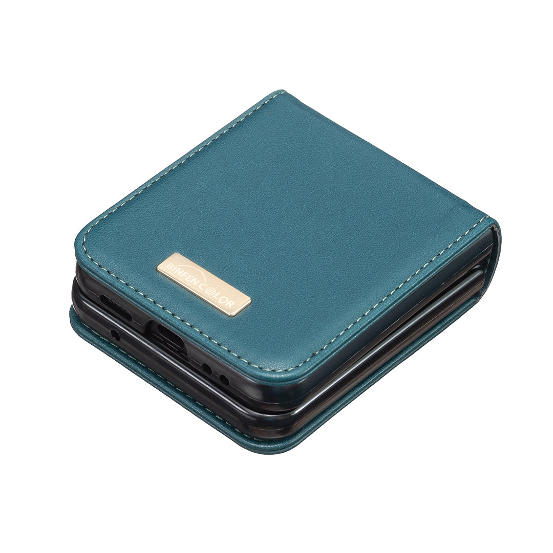 BINFEN COLOR For Samsung Galaxy Z Flip4 5G PU Leather Hard PC Shell Slim Protective Phone Case Cover BINFEN COLOR For Samsung Galaxy Z Flip4 5G PU Leather Hard PC Shell Slim Protective Phone Case Cover